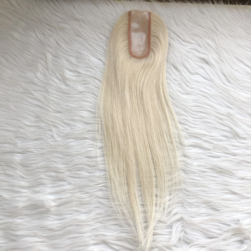 Emeda 4.75*2” Small Full Pu Topper #60 White Color Virgin Human Hair For Women Yr77